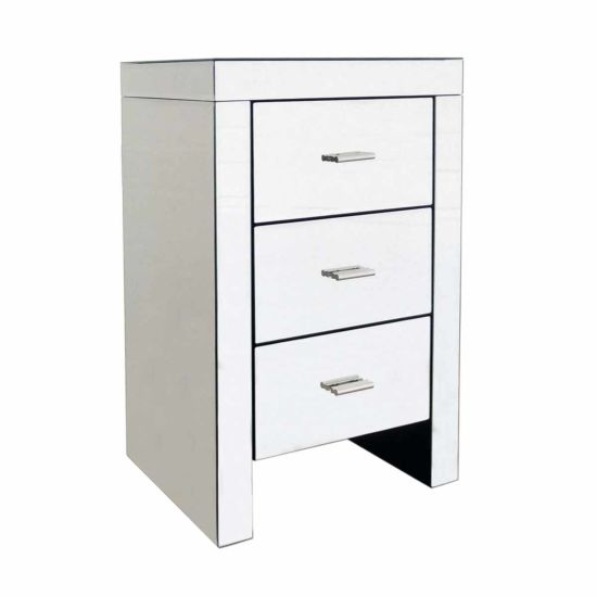 Charles Bentley 3 Drawer Mirrored Bedside Table
