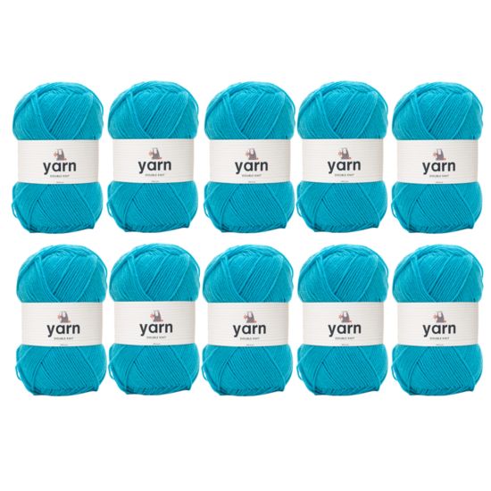 Korbond Turquoise Double Knit Yarn Bulk Pack Bundle - 10 x 100g