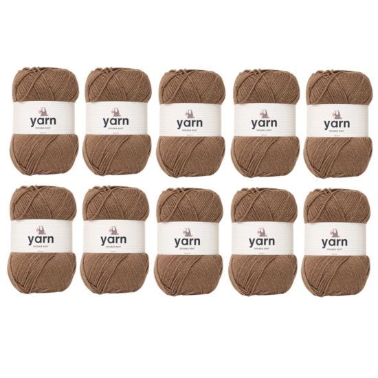 Korbond Brown Double Knit Yarn Bulk Pack Bundle - 10 x 100g