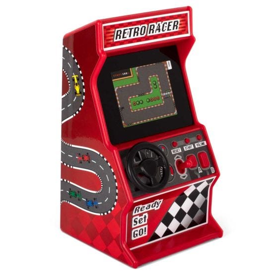Thumbs Up Retro Racing Car Game with 30 x 8-bit Racing Games