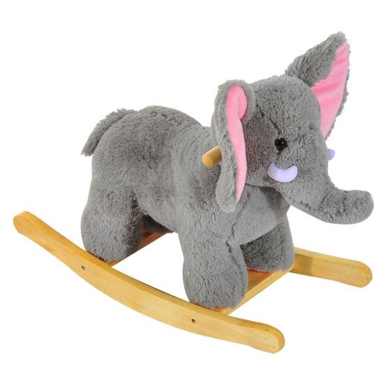 Jouet Kids Plush Ride On Rocking Elephant with Songs - Grey