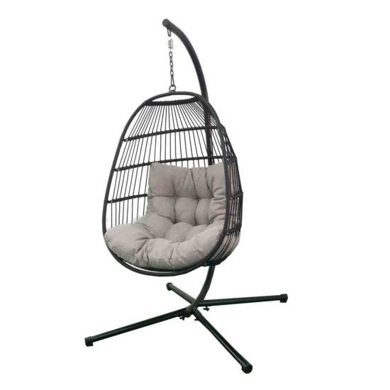Groundlevel Single Hanging Egg Chair - Natural & Black 