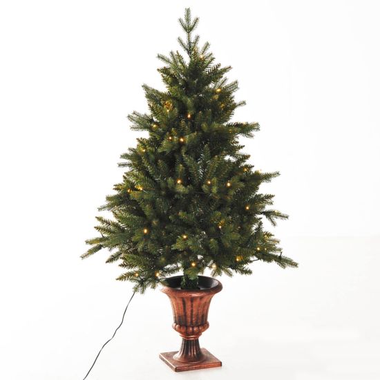 Bon Noel 4ft Green Pre-Lit Artificial Spruce Christmas Tree with LED Lights & Vase Base