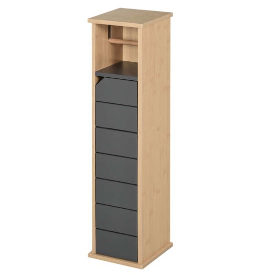 HOMCOM Contrasting Toilet Roll Cabinet with Frame Cupboard Shelf - Grey 
