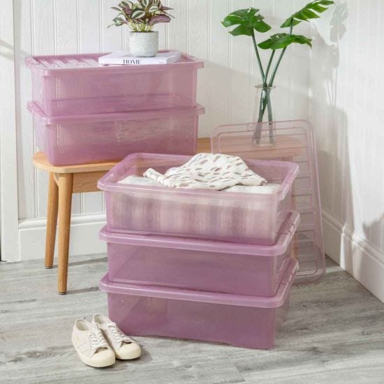 Wham Set 5 Crystal 32 Litre Box & Lid - Pink