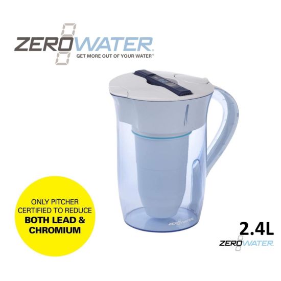 ZeroWater 10-Cup / 2.4L Round Flip-to-Fill Water Filter Pitcher - Blue