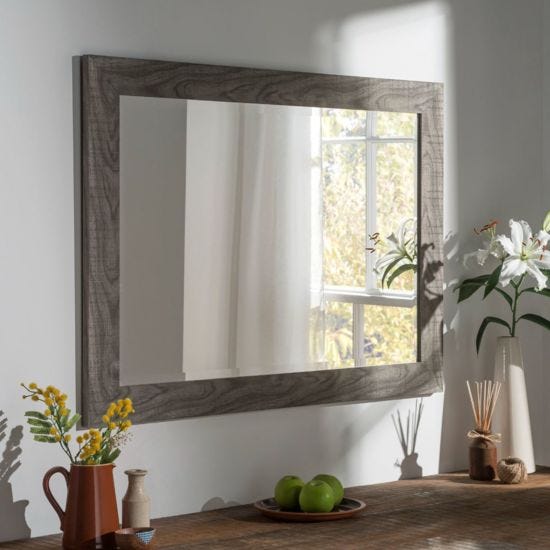Yearn Grey Simple Framed Mirror 63.5 X 88.9Cms