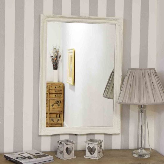 Fraser White Small Beaded Wall Mirror 86 x 60cm