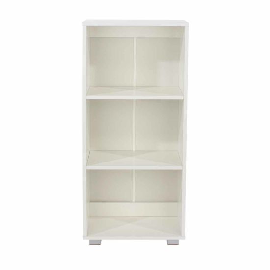 Lido White Low Narrow Bookcase White