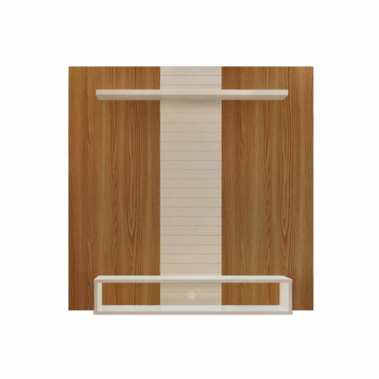 Vision Oak Fixed Tv Wall Panel With Shelf And Storage Grey Oak Effect Gloss White