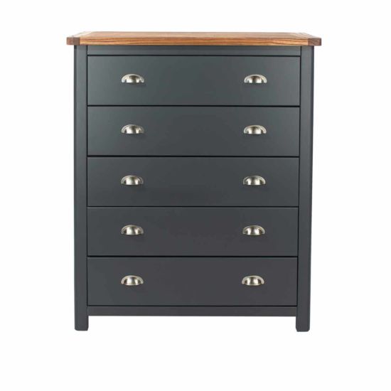 Dunkeld Handcrafted 5 Drawer Chest Midnight Blue