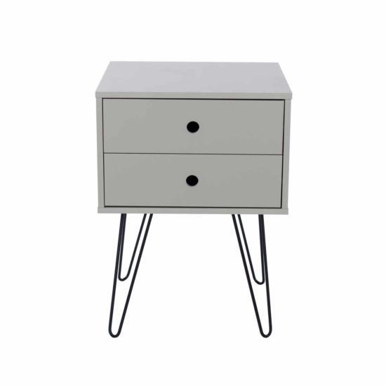 Options Grey Telford White & Metal 2 Drawer Bedside Cabinet Grey
