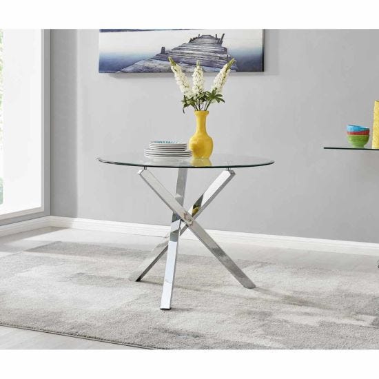 FurnitureBox Selina Modern Stylish Glass 4 Seat Dining Table