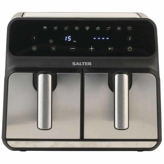 Salter 7.6L EK5196 Stainless Steel Dual Air Fryer