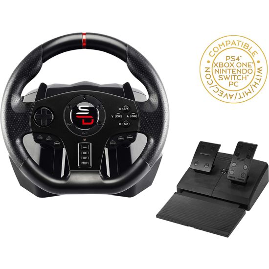 Superdrive SV700 Drive Pro Sport Racing Wheel with Pedals for PS4, XBOX ONE, PC, Switch & PS3 - Black