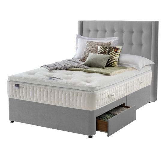 Silentnight Mirapocket Latex 1400 2-Drawer Divan Bed - Slate Grey No Headboard King
