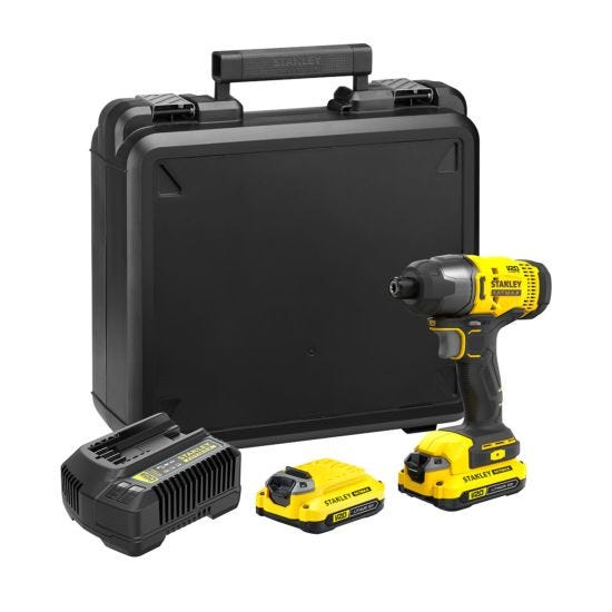 Stanley FatMax V20 18V Brushed Impact Drill with 2x2.0AH and Kit Box