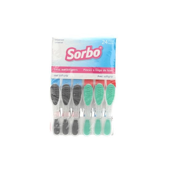 Sorbo Softgrip Plastic Pegs - 24 pieces