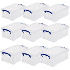 Really Useful 9L Plastic Storage Box Pack of 9 - Clear