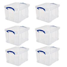 Really Useful 35L Plastic Storage Box Pack of 6 - Clear