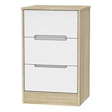 Barquero 3-Drawer Bedside Table - Pine/White Gloss