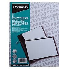 Ryman Post Safe Extra Strong Envelopes 506x353mm Polythene Pack of 5