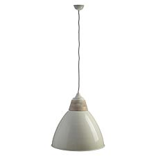 Premier Housewares Oslo Extra Large Pendant Light in Iron/Wood - White