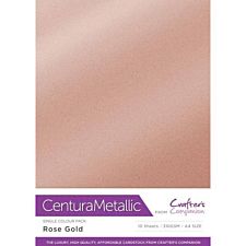 Crafter's Companion Centura Pearl Metallic A4 Single Colour 10 Sheet Pack - Rose Gold