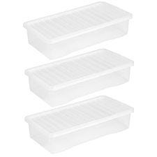 Crystal Clear Under Bed Storage Box with Lid 42L - Set of 3