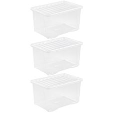 Crystal Clear Storage Box with Lid 60L - Set of 3