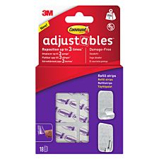 3M Command Adjustables Repositionable Refill Strips - Pack of 18