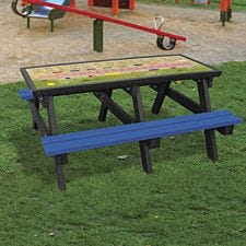 NBB ABC Activity Top Recycled Plastic Table with Benches - Blue