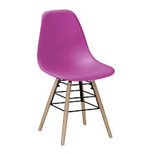 Set Of 4 Lilly Plastic Chairs with Solid Beech Legs - Pink