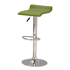Green and Chrome Bar Stool Pair Adjustable Height
