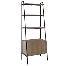 72" Industrial Wood Ladder Bookcase - Mocha