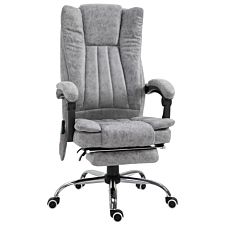 Zennor Sisa Distressed Leather-Look Office Chair with Heating Massage Function - Grey