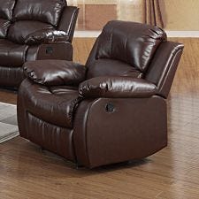 Calne Faux Leather Reclining Armchair Brown