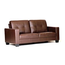 Leigh Bonded and Faux Leather 3 Seater Sofa Brown