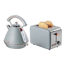 Salter COMBO-7313 Pyramid Kettle &  2-Slice Toaster - Grey/Rose Gold