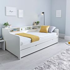 Tyler White 3ft Single Bed With Storage Shelf