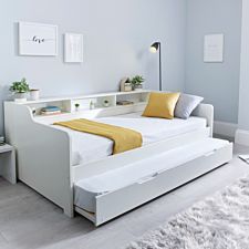 Tyler White Guest Bed and Trundle with Orthopaedic Mattresses