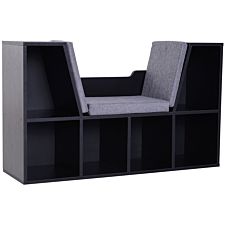 Bookcase Storage Unit Reading Seat Six Cubes Black