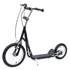 Reiten Push Stunt Steel Scooter with Alloy Wheel Pneumatic 16" Front & 12" Rear Tyres  - Black