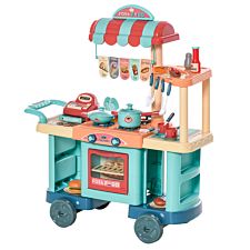 Jouet Kids Pretend Food Cart Kitchen Play Set with Accessories - Multi