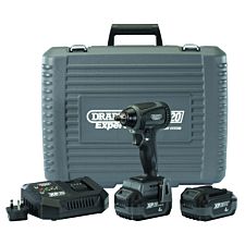 Draper 98963 XP20 20V Brushless 3/8" Impact Wrench (250Nm) with 2x 4Ah Batteries and Fast Charger
