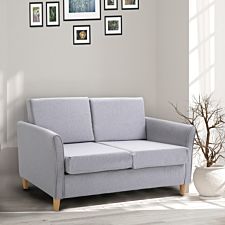Compact 2 Seater Sofa With Armrests Linen Style Upholstery Grey