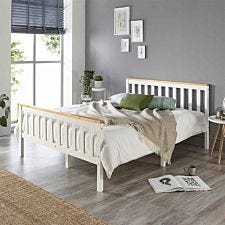 Aspire Atlantic Wooden Bed Frame White and Natural