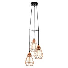 Tarbes Three Light Copper Geometric Cluster Pendant Discontinued