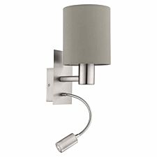 Pasteri Taupe Fabric Wall Light with Reading Lamp