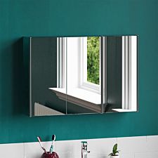 Bath Vida Tiano Stainless Steel Mirrored Triple Cabinet - Grey